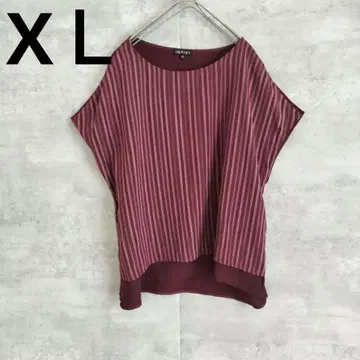 컨디션 최상 인디비 반팔 블라우스 42 XL 크림슨 스트라이프 월드
