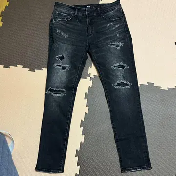 AZUL by MOUSSY 리페어 스키니 데님 XL 블랙