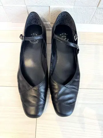 HIMIKO 히미코 블랙 가죽 스트랩 신발 24.5cm