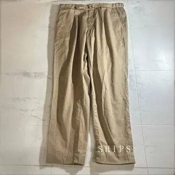 쉽스 치노 이지 팬츠 L 베이지 일본제 허리 밴딩 끈으로 입고 벗기 편함