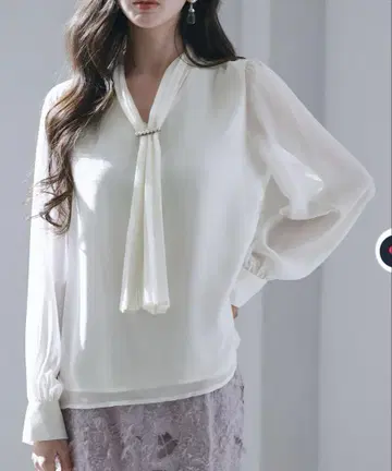 2way 플리츠 리본 쉬폰 블라우스 sdp0251 화이트 M