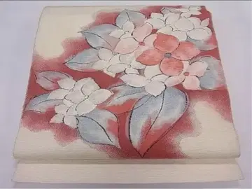 오비(약 24cm) 나고야 오비 순수 실크 명주 직물 꽃무늬