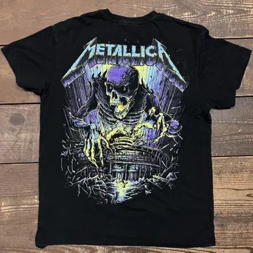 L Metallica 티셔츠 블랙 락 락 티 백 프린트