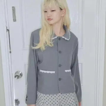 smyeon 레이스 컴팩트 자켓 그레이 [택 포함]