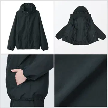 [새상품급] 무인양품 발수 나일론 윈드브레이커 자켓 블랙 L 사이즈