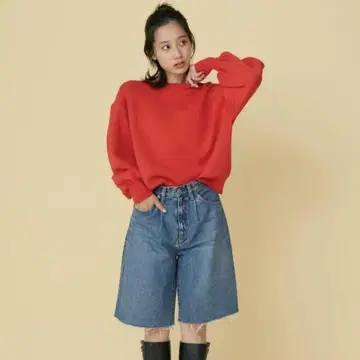 ungrid 턱 데님 하프 팬츠