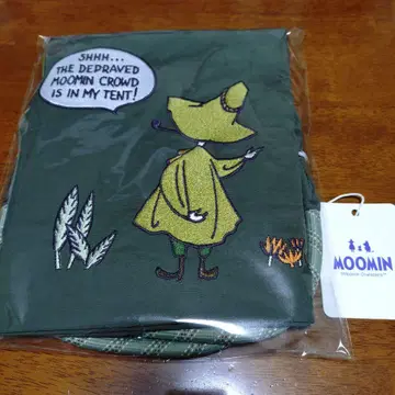 스나프킨 새상품 무민(MOOMIN) 자수 토트백 카키 정품 경량