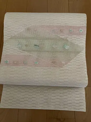 명주 나고야 오비 화이트 마쓰바 재단