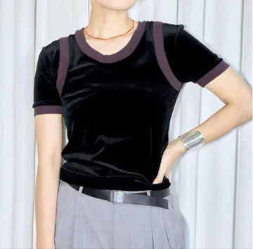CITY SHOP BICOLOR VELVET 티셔츠 블랙