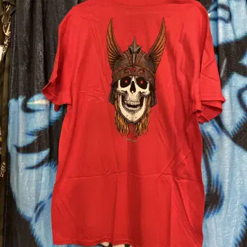 Powell Peralta 스컬 디자인 티셔츠 빨간색 L 사이즈