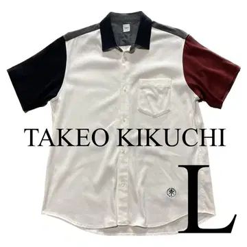 새상품급 TAKEO KIKUCHI 반팔 셔츠 버건디 사이즈 L