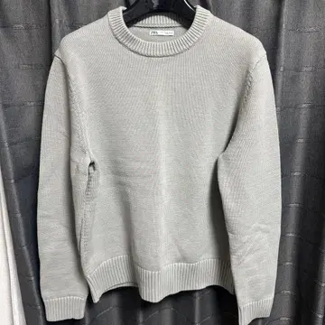 ZARA 라이트 그레이 크루넥 스웨터 M