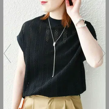 SHIPS 아일렛 크루넥 풀오버 블랙