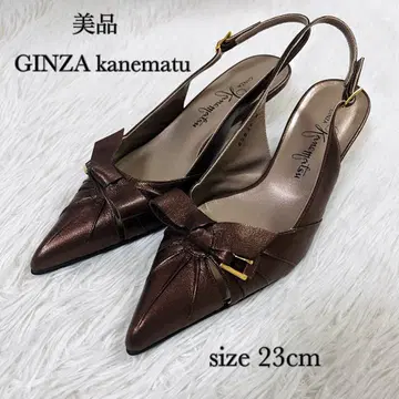 새상품급 긴자 카네마츠 스틸레토 리본 가죽 펌프스 사이즈 23cm