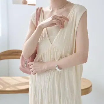 카스타네 와셔 쉬폰 무지 민소매 원피스