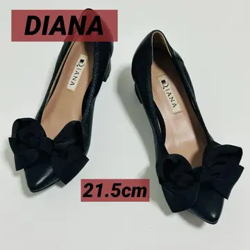 DIANA 블랙 리본 포함 펌프스 21.5cm 천연 가죽
