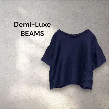 BEAMS 데미룩스 빔즈 *린넨 블렌드 블라우스 네이비 F