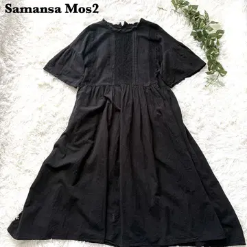 Samansa Mos2 SM2 플레어 슬리브 레이스 린넨 원피스