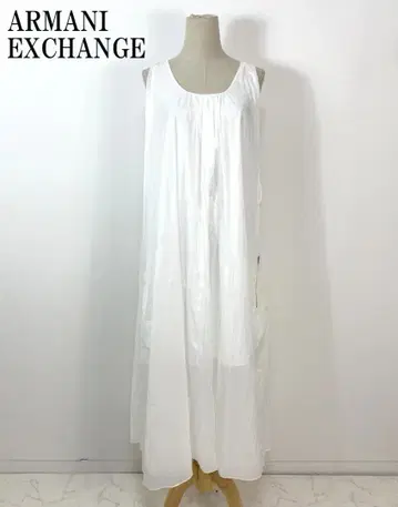 LA7068 아르마니 익스체인지 개더 롱 원피스 화이트 2