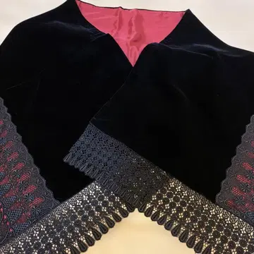 블랙 벨벳 기모노 숄
