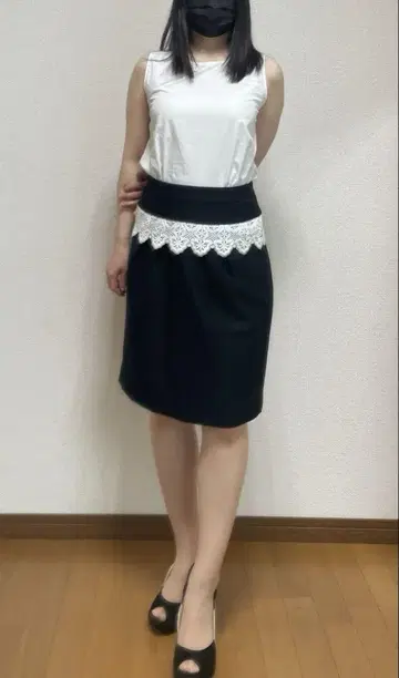 T.MICHIKO 레이스 타이트 스커트 블랙
