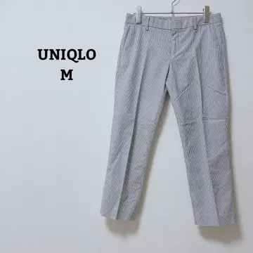 유니클로 팬츠 슬랙스 스트라이프 스트레치 면 혼방 오피카지 M