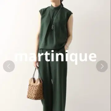 martinique/하이넥 슬리브리스 블라우스 F 그린