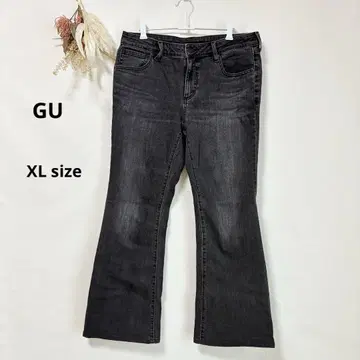 지유 GU 슬림 플레어 청바지 NTQ 다크 그레이 XL 데님