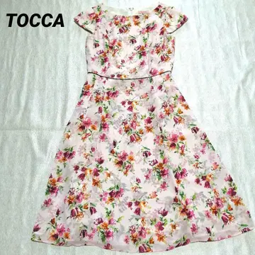 TOCCA 전체 꽃무늬 원피스 반팔 무릎 아래 기장 S 사이즈