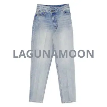 LAGUNAMOON 허리 비대칭 데님 팬츠 S 아이스 블루
