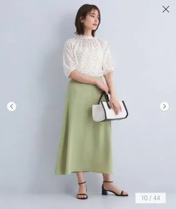 유나이티드 애로우즈 그린 라벨 릴랙싱 시어 넥 프릴 블라우스