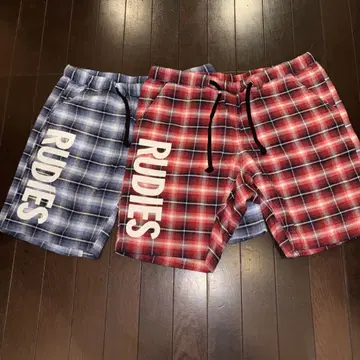 RUDIES 체크 무늬 숏 팬츠 2개 세트