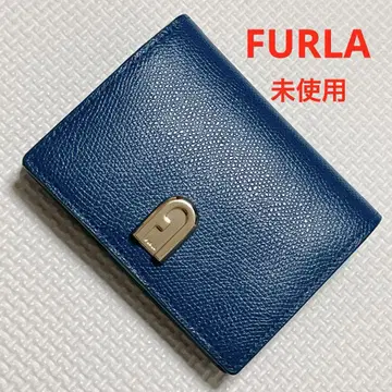 미사용 FURLA 훌라 가죽 접이식 지갑 블루