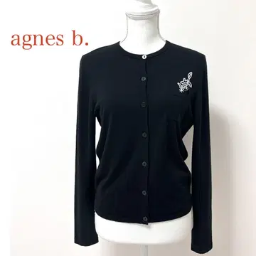 agnes b. 애니에스베 자수 니트 가디건 캐시미어 실크