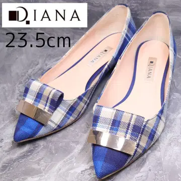 새상품급 다이애나 DIANA 플레이트 스틸레토 체크 23.5