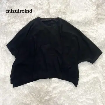 미즈이로 인드 변형 비대칭 니트 판초 티셔츠