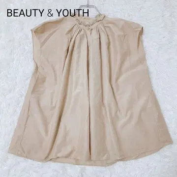 뷰티 앤 유스 블라우스 베이지 슬리브리스 오피스 캐주얼