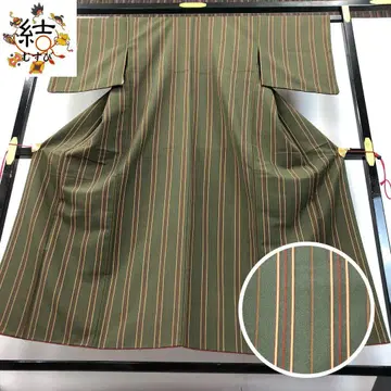 MK-1468 코몬 워셔블 기모노 크레이프 원단 세로 줄무늬 파랑