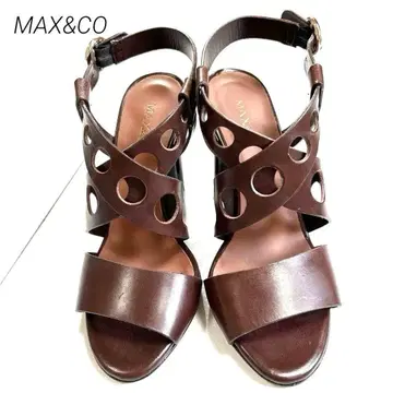 새상품급 MAX&Co. 38 이탈리아제 소가죽 가죽 샌들 브라운