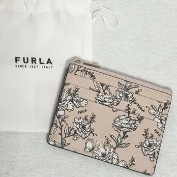[미사용급] FURLA 카드 케이스 바빌론 꽃무늬 핑크 베이지