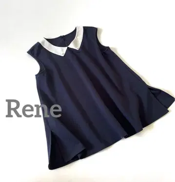새상품급 Rene 르네 펄 장식 카라 부착 티셔츠 38