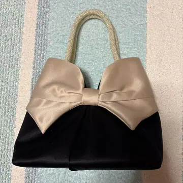 스트로베리 필드 핸드백 포멀 백 리본 펄 결혼식