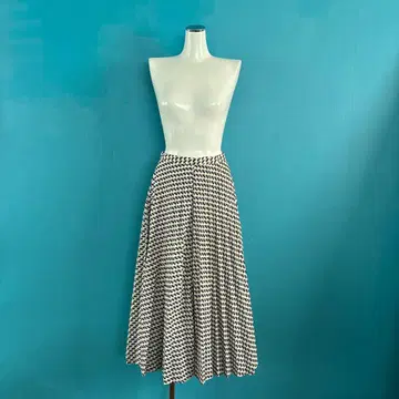 1057 allureville 알아바일 기하학 패턴 롱 플리츠 스커트