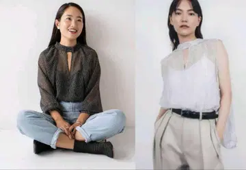 스터닝 루어 보틀넥 랜덤 도트 시어 블라우스 2WAY