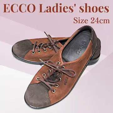 ecco 여성용 가죽 신발 짙은 갈색 폴리우레탄 밑창 24cm