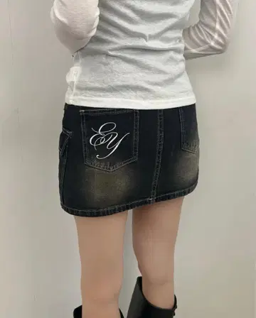 emmy 로고 데님 미니 스커트