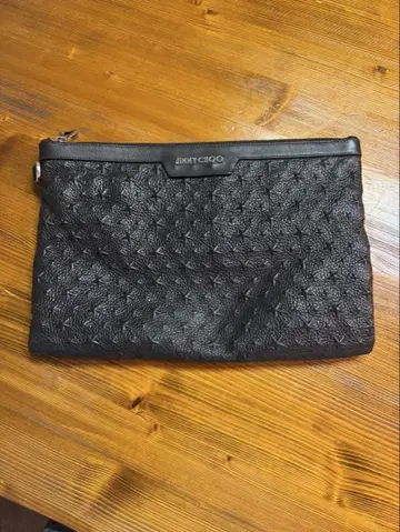JIMMY CHOO 블랙 가죽 클러치백