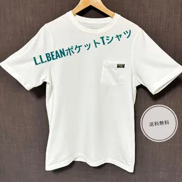 레어 L.L.Bean 포켓 티셔츠 화이트 그린 로고