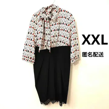 립스틱 패턴 긴팔 원피스 XXL 앨리스올리비아