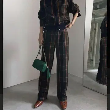 ameri 팬츠 CHEERFUL CHECK PANTS